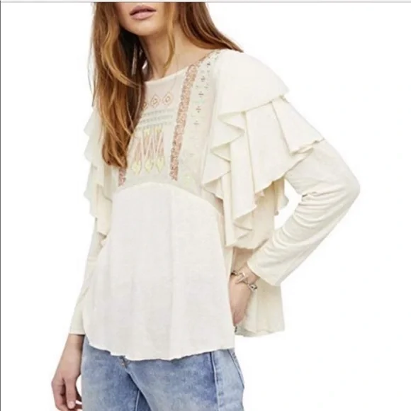 FREE People La Cienga embroidered southwestern boho top size medium - Picture 4 of 8